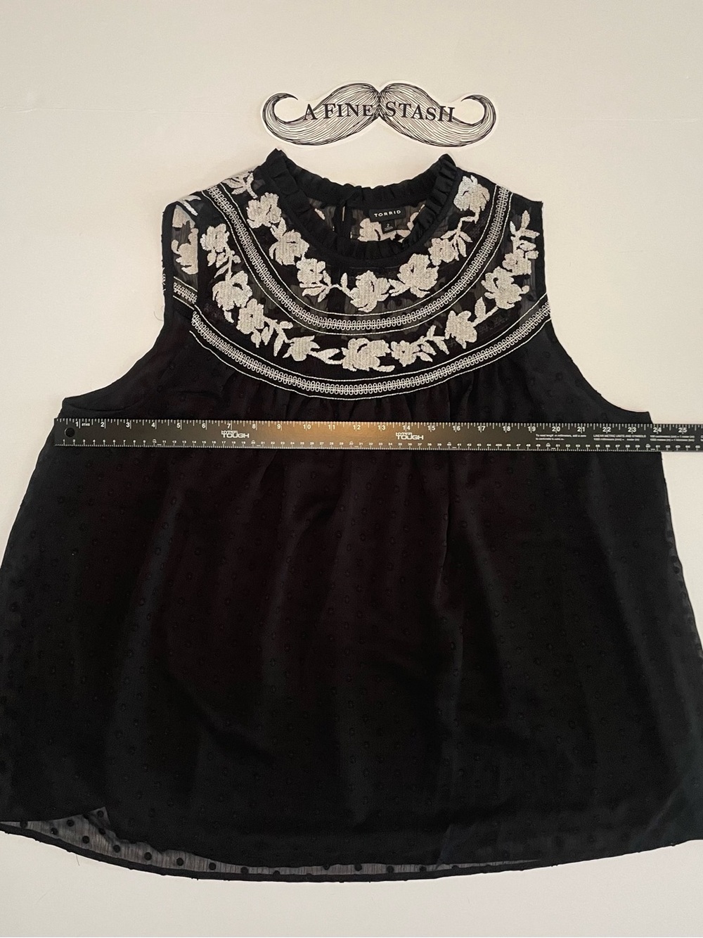 torrid Black Sleeveless Embroidered Yoke Camisole